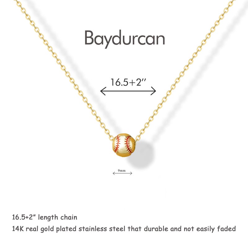 Baydurcan Gold Baseball Necklace for Women Softball Gifts for Sport lover Baseball Necklaces Softball Mom - Image 2