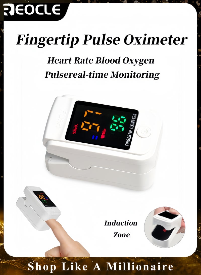 REOCLE Fingertip Pulse Oximeter with LED Display Blood Oxygen Saturation Monitor Finger Clip Pulse Oximeter Lightweight Heart Rate Detector One click Measurement - Image 1