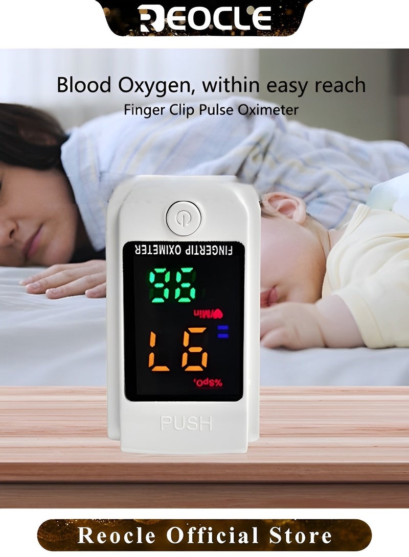 REOCLE Fingertip Pulse Oximeter with LED Display Blood Oxygen Saturation Monitor Finger Clip Pulse Oximeter Lightweight Heart Rate Detector One click Measurement - Image 3