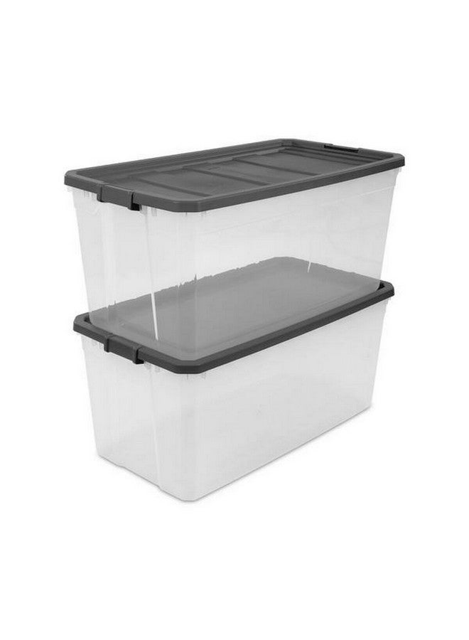 ستيريليت صندوق تخزين قابل للتراص متين شفاف ورمادي مسطح 200 كوارت 14793V03 - Image 5