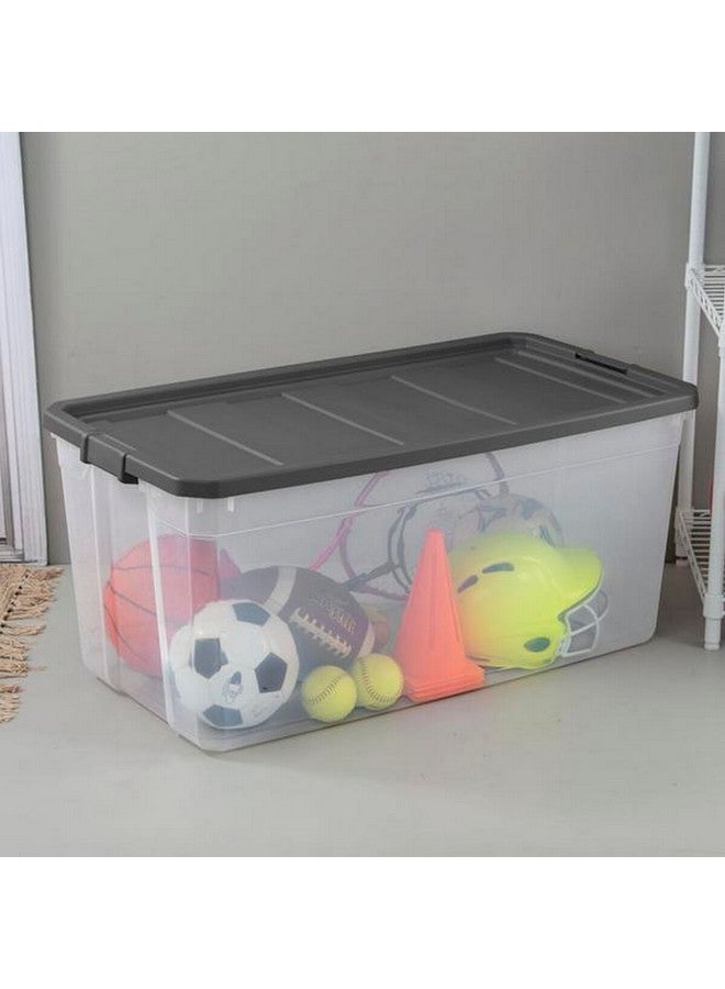 ستيريليت صندوق تخزين قابل للتراص متين شفاف ورمادي مسطح 200 كوارت 14793V03 - Image 3