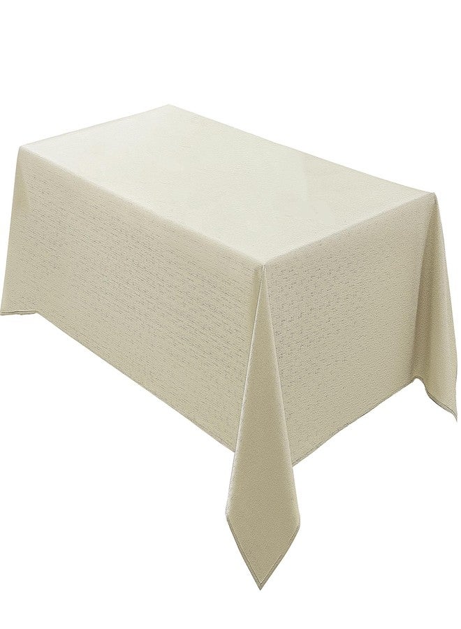 Aocoz Faux Linen Rectangle Tablecloths 60x84 Inch Beige Tablecloths for 4ft Waterproof Table Cloths for Dining Table Banquets Buffet Parties and Wedding 1 Pack - Image 1