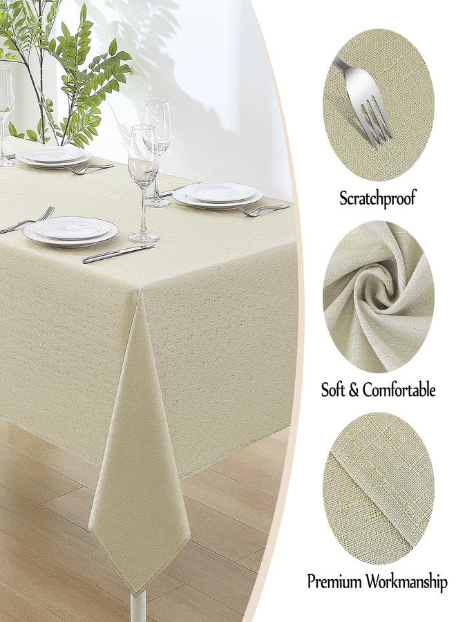 Aocoz Faux Linen Rectangle Tablecloths 60x84 Inch Beige Tablecloths for 4ft Waterproof Table Cloths for Dining Table Banquets Buffet Parties and Wedding 1 Pack - Image 5