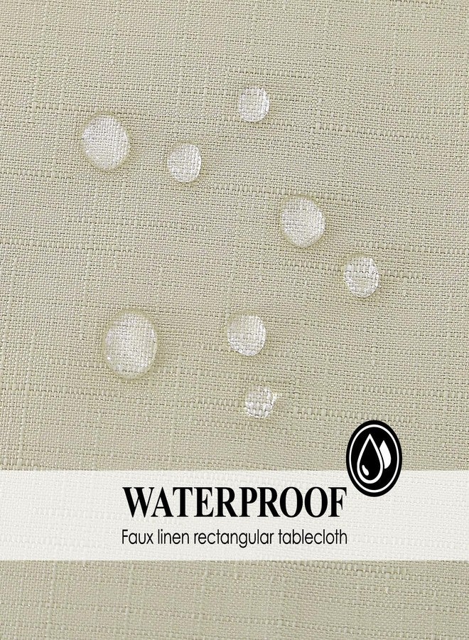 Aocoz Faux Linen Rectangle Tablecloths 60x84 Inch Beige Tablecloths for 4ft Waterproof Table Cloths for Dining Table Banquets Buffet Parties and Wedding 1 Pack - Image 4