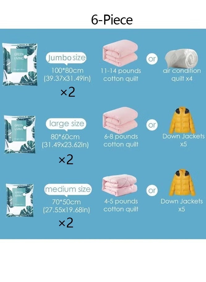 YUFAN 6-Pack Vacuum Storage Bags with Manual Pump, Space Saver Compression Bags for Clothes, Bedding, Duvets, Pillows & Travel - Image 2