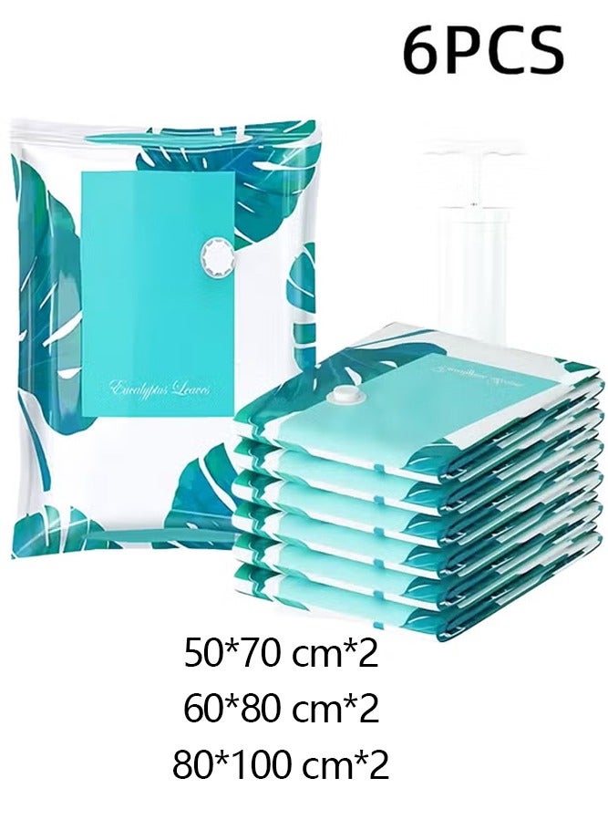 YUFAN 6-Pack Vacuum Storage Bags with Manual Pump, Space Saver Compression Bags for Clothes, Bedding, Duvets, Pillows & Travel - Image 1