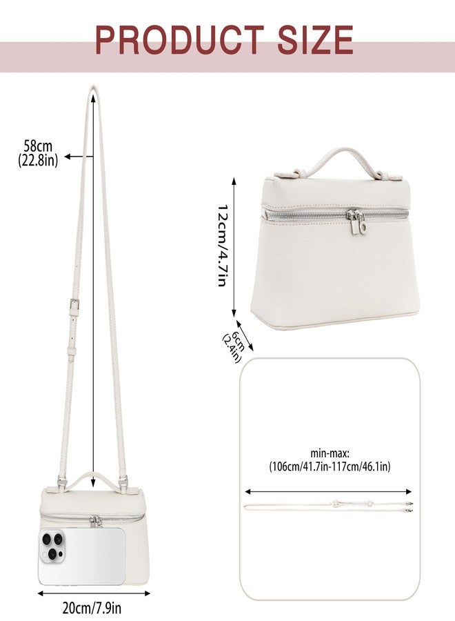 Larcenciel محفظة لارسنسيل الأنيقة الصغيرة من الجلد للنساء، حقائب كتف بيضاء كريمية عصرية مع إغلاق بسحاب وحزام قابل للتعديل، حقائب يد أنيقة للسيدات للاستخدام اليومي وحفلات الزفاف والخروج - Image 5