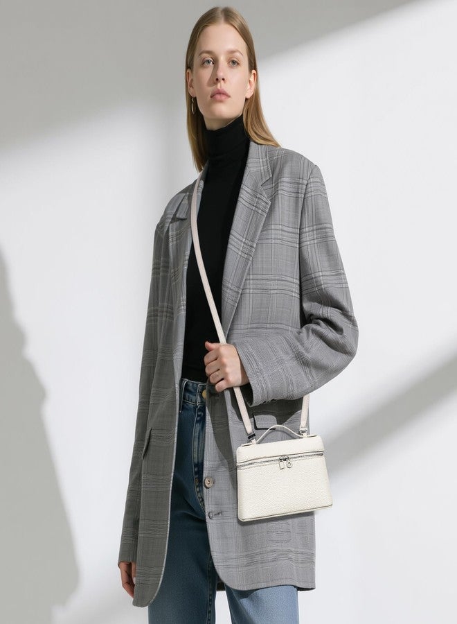 Larcenciel محفظة لارسنسيل الأنيقة الصغيرة من الجلد للنساء، حقائب كتف بيضاء كريمية عصرية مع إغلاق بسحاب وحزام قابل للتعديل، حقائب يد أنيقة للسيدات للاستخدام اليومي وحفلات الزفاف والخروج - Image 2