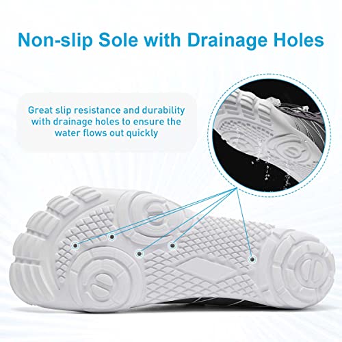 HIITAVE Water Shoes Womens Aqua Shoes Barefoot Non Slip Lightweight Quick Dry with Beach Swim River Gradient White/Cocoa Size 6 Women/4.5 Men - Image 5