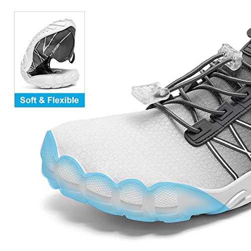 HIITAVE Water Shoes Womens Aqua Shoes Barefoot Non Slip Lightweight Quick Dry with Beach Swim River Gradient White/Cocoa Size 6 Women/4.5 Men - Image 4