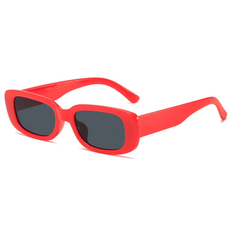 2023 Fashion Retro Square Sunglasses UV Protection Red frame gray piece - Image 1