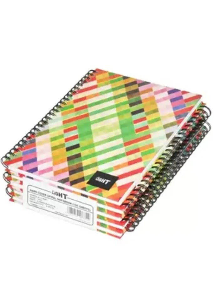 Light 5-Piece Light Spiral Hard Cover Notebook, Single Ruled (100 Sheet) A5 Size - LINBSA51514 