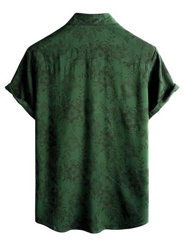 JOTOOK Mens Hawaiian Shirt Short Sleeve Button Down Tropical Shirts Casual Floral Summer Beach Shirt Button Up Shirt X-Large GreenFlower - Image 2
