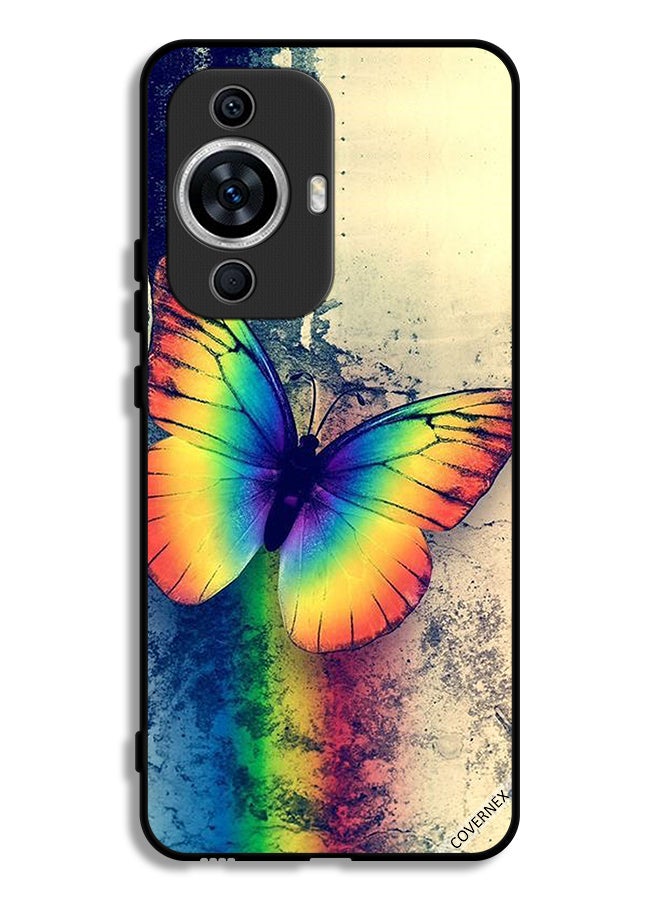Covernex غطاء حماية لهاتف هواوي نوفا 12 اس بتصميم فراشة قوس قزح عتيق - Image 1
