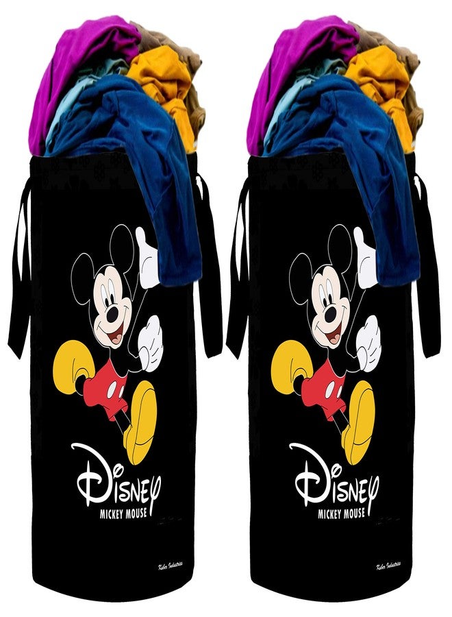 Kuber Industries Disney Print 2 Pieces Waterproof Canvas Laundry Bag, Toy Storage, Laundry Basket Organizer 45 L (Black) CTKTC045415 - Image 1
