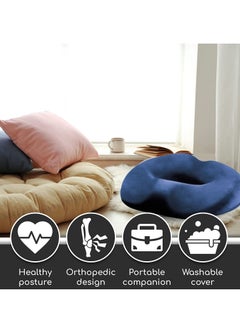 TYCOM Tycom Memory Foam Donut Pillow Tailbone Pain Relief, Memory Foam Seat Cushion for Office Chair, Wheelchair Office Chair Cushion for Back Cushion (Blue)  - Image 3