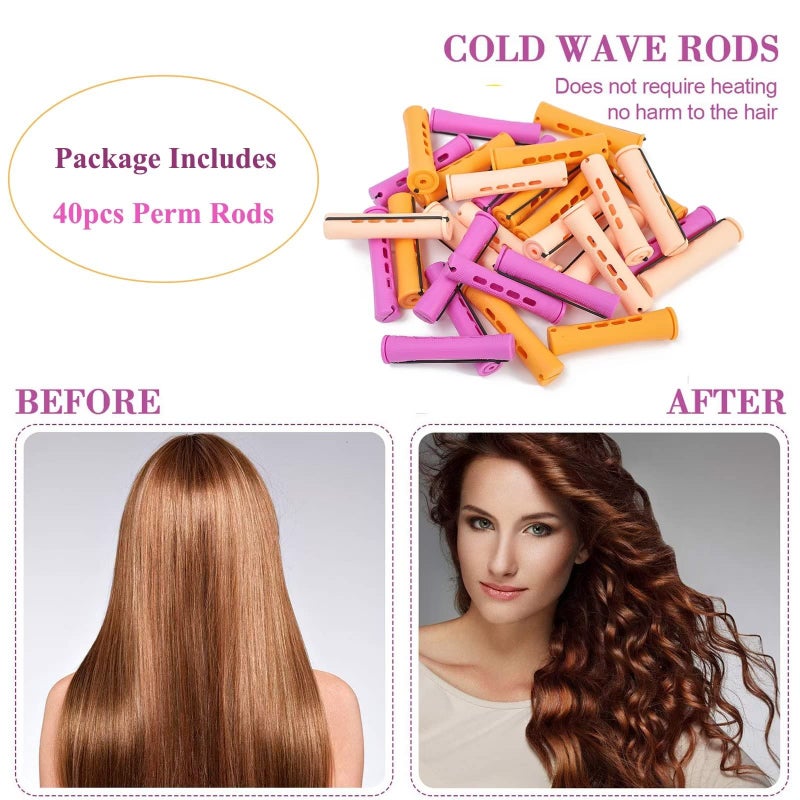 FEEL ME 60 Pieces Cold Wave Non-Slip Rods Set - 3 Sizes Plastic Heatless Perming Curlers for Women's Natural, Long, Medium, and Short Hairstyles - Image 5