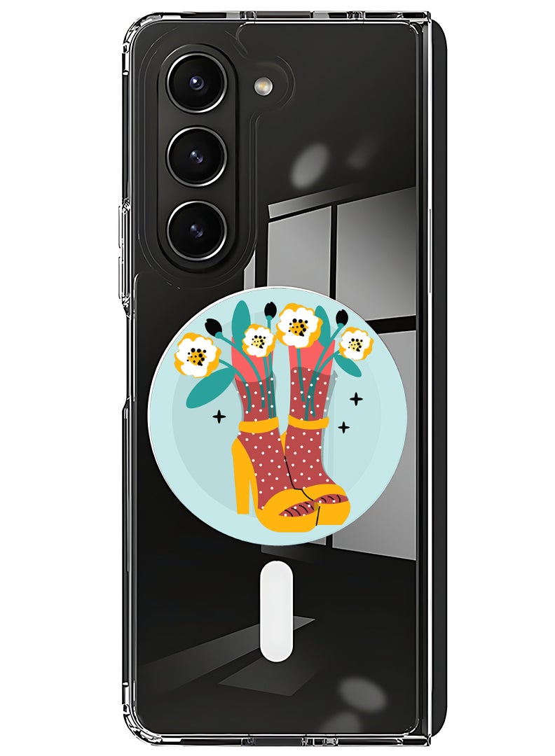 Theodor Magnetic Case for Samsung Galaxy Z Fold 5 Compatible with MagSafe Wireless Charging, Shockproof Phone Bumper Cover Heels - Image 1