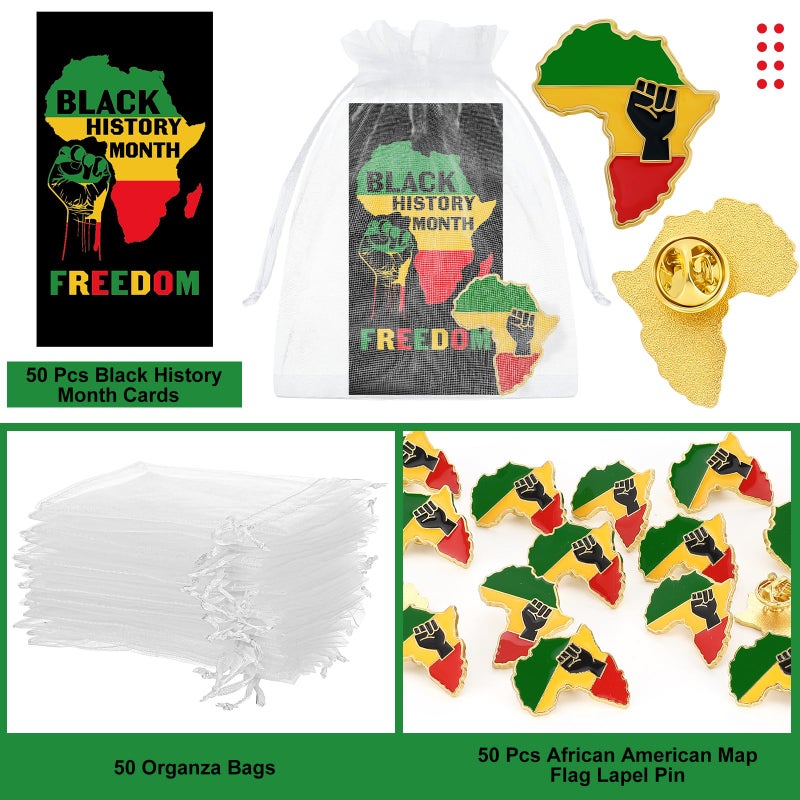 Quelay 150 Pcs Black History Month Pins Gift Bulk Raised Fist Enamel Lapel Brooch Badge African American Flag Freedom Button Pins Cards Bags Gifts for Black History Party Favors Blm - Image 3