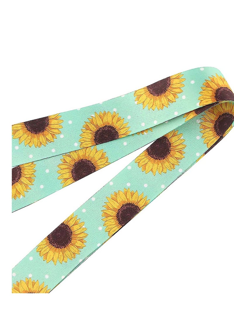 SYOSI Lanyard, Cute Lanyard, Badge Lanyards, Neck Lanyard for Teacher Women and Kids Teens Girls Boys, for Keys, Keychain, Id Badge, Id Holder, Mobile Phone Wallet, Key Chain Holder Green Sunflower  - Image 3