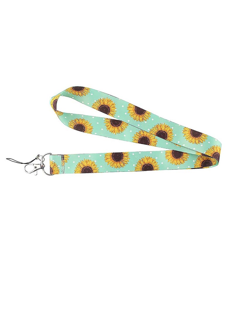 SYOSI Lanyard, Cute Lanyard, Badge Lanyards, Neck Lanyard for Teacher Women and Kids Teens Girls Boys, for Keys, Keychain, Id Badge, Id Holder, Mobile Phone Wallet, Key Chain Holder Green Sunflower  - Image 5