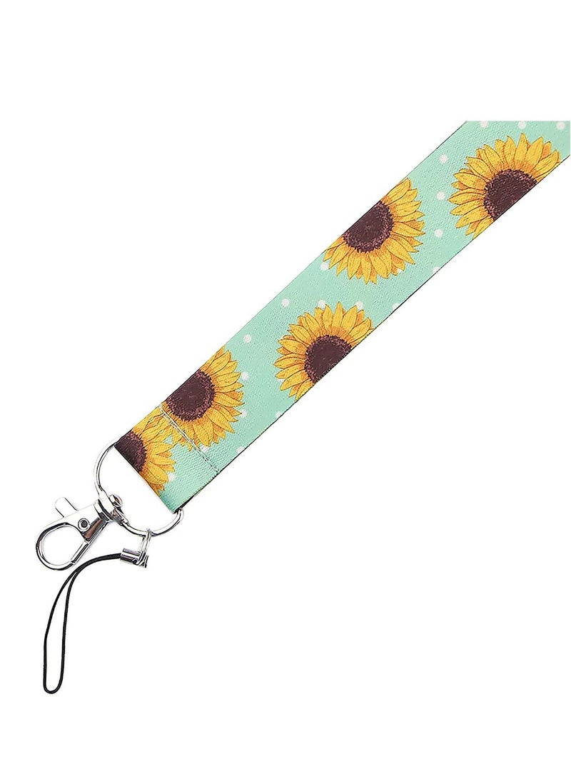SYOSI Lanyard, Cute Lanyard, Badge Lanyards, Neck Lanyard for Teacher Women and Kids Teens Girls Boys, for Keys, Keychain, Id Badge, Id Holder, Mobile Phone Wallet, Key Chain Holder Green Sunflower  - Image 2