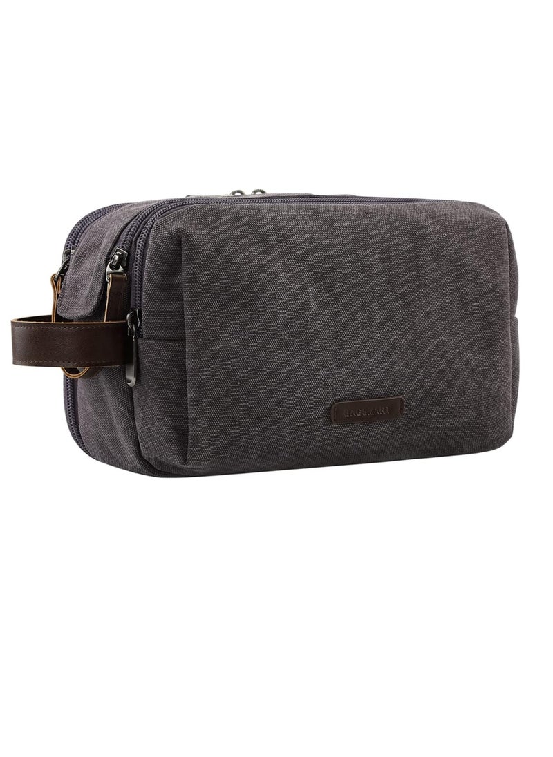 BAGSMART BAGSMART Toiletry Bag for Men, Canvas Travel Toiletry Organizer Dopp Kit Water-resistant Shaving Bag for Toiletries Accessories,Grey-Medium  - Image 1