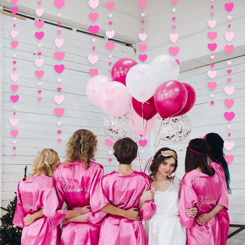 pinkblume Valentines Day Party Decorations Hot Pink White Hanging Paper Heart Garland Streamer for Birthday Bachelorette Engagement Wedding Bridal Shower Anniversary Minnie Flamingo Pink Girl Party Supplies - Image 5