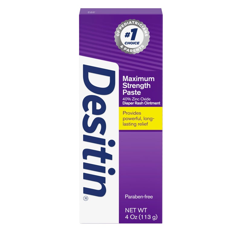 Desitin Maximum Strength Baby Diaper Rash Cream with 40% Zinc Oxide for Treatment, Relief & Prevention, Hypoallergenic, Phthalate- & Paraben-Free Paste, 4 oz - Image 1
