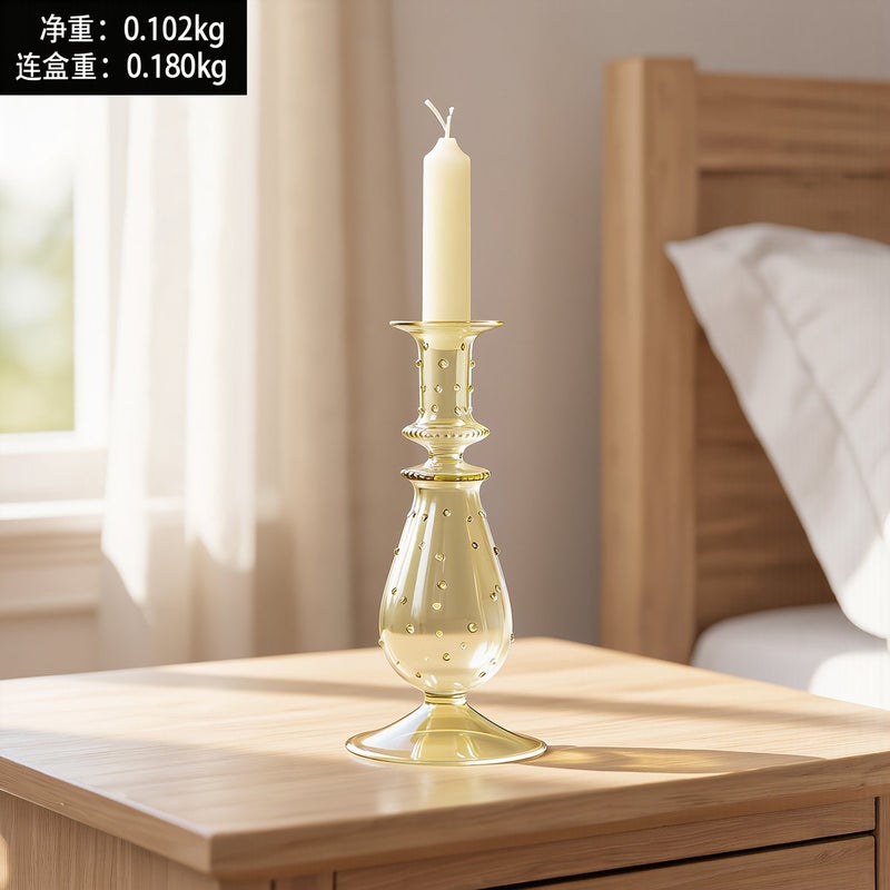 Pink Glass Candlestick 9x30cm for Dinner Table Wedding Party Living Room Decor - Image 5