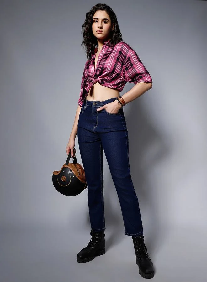 هاي ستار High Rise Straight Leg Stretchable Jeans by Styli