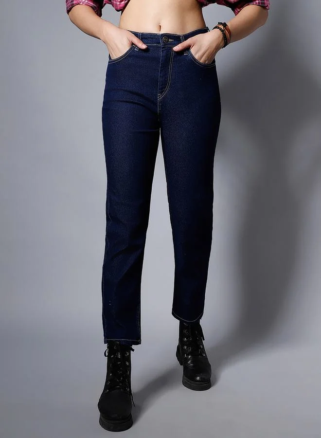 هاي ستار High Rise Straight Leg Stretchable Jeans by Styli