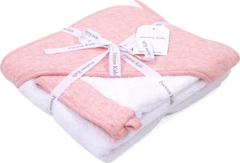 Poetree Kids Chevron Pink Towel Swaddle Bag Set 80 x 80 cm