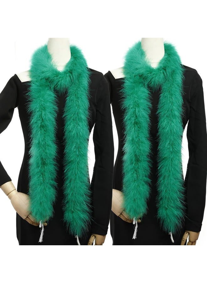 Holmgren Green Fluffy Boa Feathers - 2 Pcs 25g 2 Yards Green Feather Boa for Adults, DIY Craft Clothing, Home Wedding and Holiday Party Decoration (Kelly Green) - Image 1