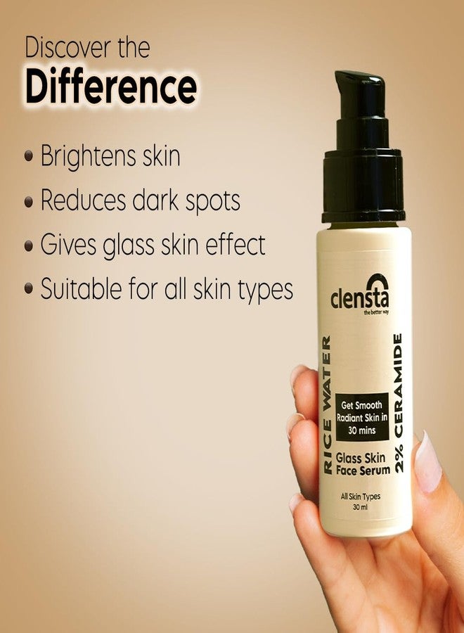 Clensta Rice Water Face Serum with Rice water and 2% Ceramide - 30 ml For Glass Skin | Fades Acne Marks & Dark Spots | Brightens Skin | Suits All Skin Type - Image 3