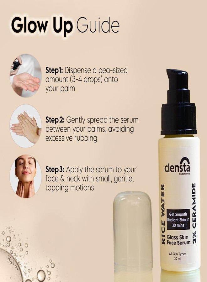 Clensta Rice Water Face Serum with Rice water and 2% Ceramide - 30 ml For Glass Skin | Fades Acne Marks & Dark Spots | Brightens Skin | Suits All Skin Type - Image 5