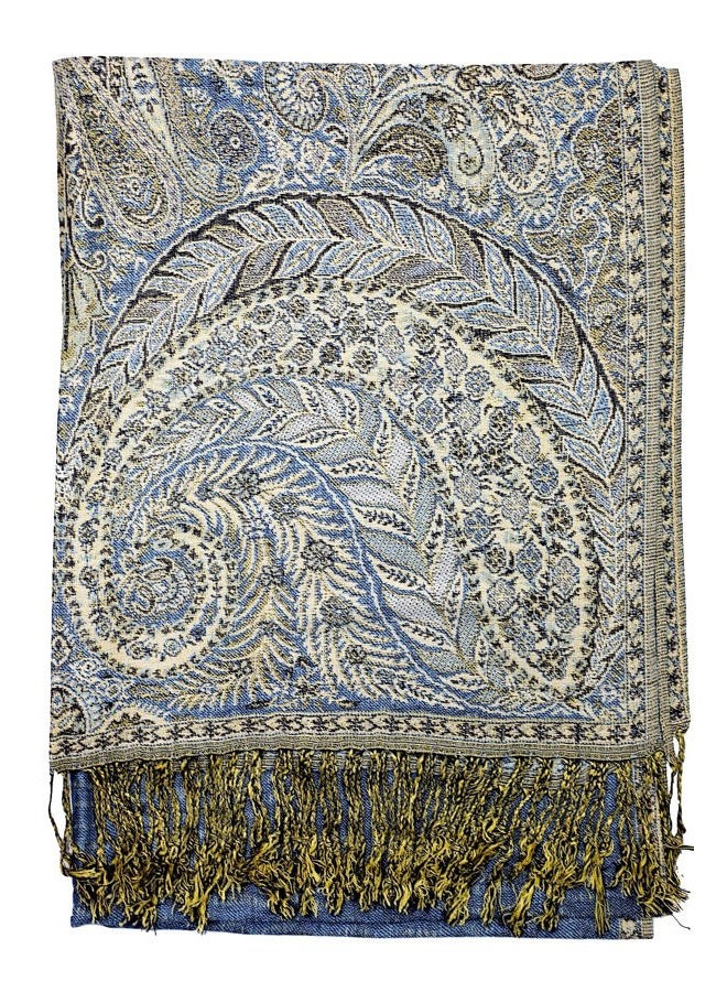 Achillea Luxurious Double Layered Jacquard Big Paisley Pashmina Shawl Wrap Scarf - Image 4