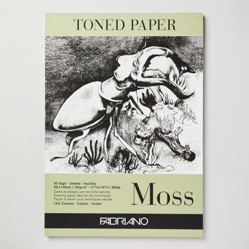 Fabriano Toned Paper Pad Moss, Size - A3, 120 GSM (Contains- 50 Sheets) - Image 1