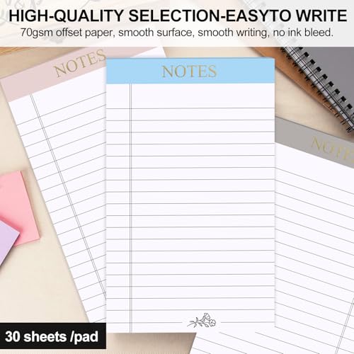AZUREAL 6P Notepad, Legal Pads 5x8 with Micro Perforated, 6 Different Color Bindings Writing Pads 30 Sheets per Notepad, Lined Paper Pads for Home, School, College, Office, Business - Image 4