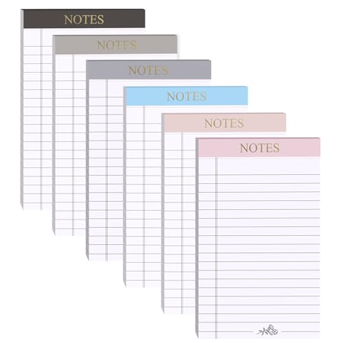 AZUREAL 6P Notepad, Legal Pads 5x8 with Micro Perforated, 6 Different Color Bindings Writing Pads 30 Sheets per Notepad, Lined Paper Pads for Home, School, College, Office, Business - Image 1