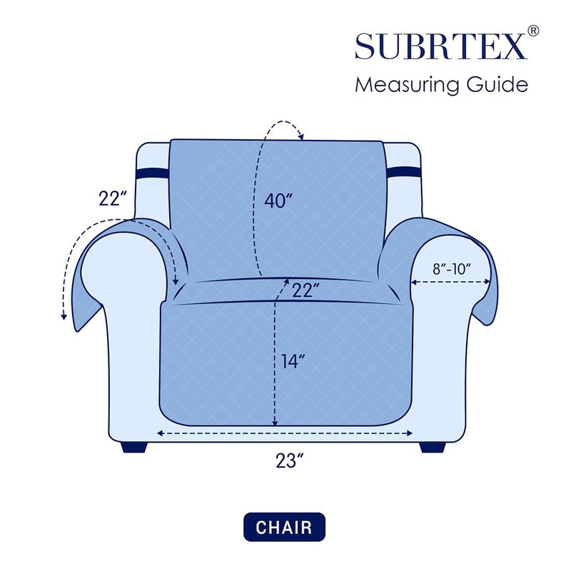 SUBRTEX Chair Cover Reversible Sofa Couch Slipcover Quilted Furniture Protector with Elastic Straps Washable Armchair for Living Room for Kids Pets (Chair, Navy) - Image 2