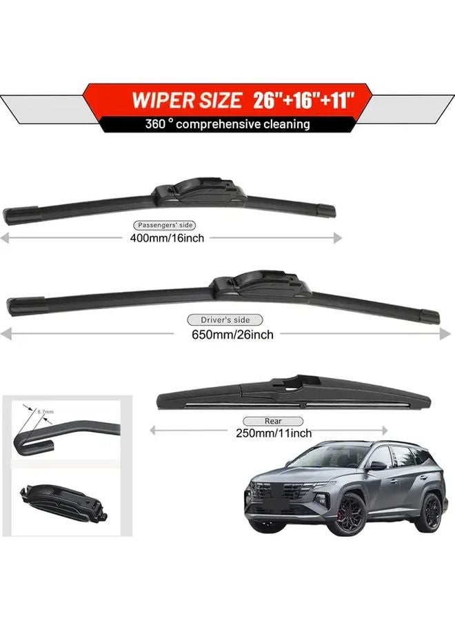 26 16 11 Inch All Weather Windshield Wiper Blades for Hyundai Tucson 2022 2023 2024 - Image 3
