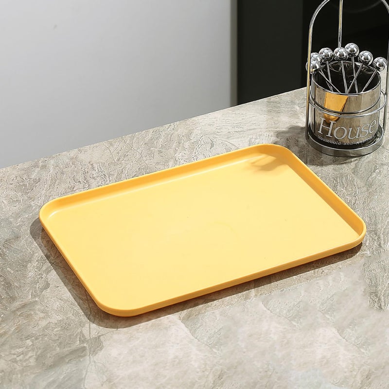 Pepplo Rectangle Serving Tray Cafeteria, Restaurant, Home, Kitchen, Fast Food, DIY Projects, Weddings, Buffets, Birthday, Coffee Table, Cake Fruits Salad Dishwasher Safe (31cm, Gold, Pack of 4) - Image 3