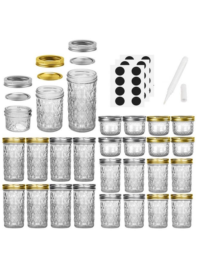 SPANLA Mason Jars Canning Jars, 24 Pack Jelly Jars With Regular Lids, Ideal for Jam, Honey, Wedding / Shower Favors, DIY Magnetic Spice Jars - 4 OZ x 8, 8 OZ x 8, 12 OZ x 8 (4oz -8oz-12oz) - Image 2