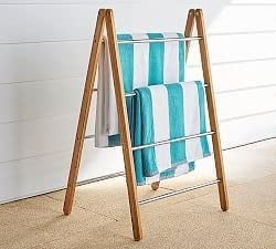 Rosewood Freestanding Wooden Towel Rack for Bathroom Vintage Wood Tier Towel Bar Stand with Bottom Shelf for Towels Washcloths Toiletries Convenient Rack for Drying or Hanging Clothes A49 