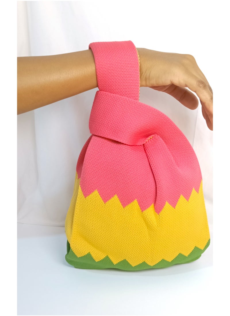 Meaning Wrist Bag – Compact Japanese-Style Handbag with Soft Handle- Lollipop colors  - Image 3
