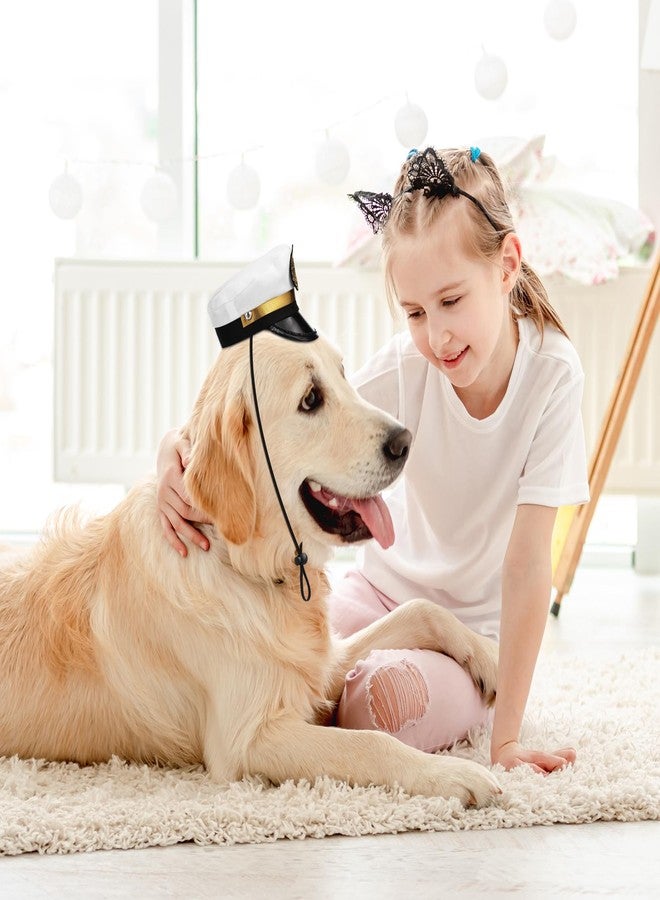 أموسفون قبعة أنيقة للحيوانات الأليفة من آموسفن، قطعتان، قبعة قبطان، قبعة بحار، قبعة تنكرية للكلاب والقطط الصغيرة والمتوسطة الحجم - قطر القبعة 5 بوصات - Image 5