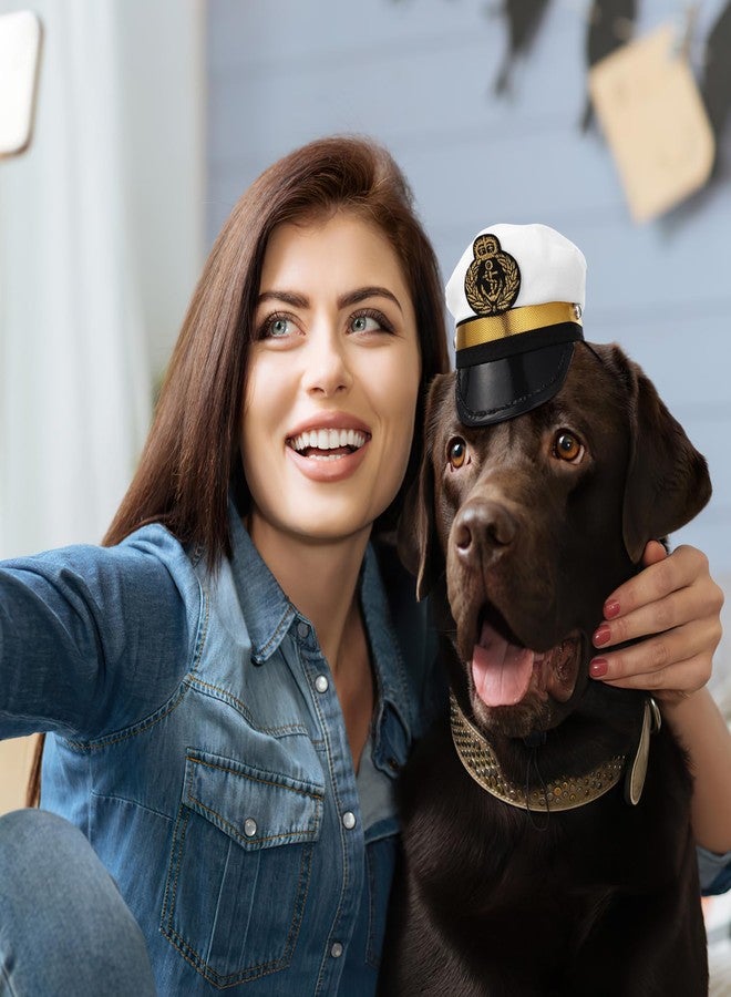 أموسفون قبعة أنيقة للحيوانات الأليفة من آموسفن، قطعتان، قبعة قبطان، قبعة بحار، قبعة تنكرية للكلاب والقطط الصغيرة والمتوسطة الحجم - قطر القبعة 5 بوصات - Image 3