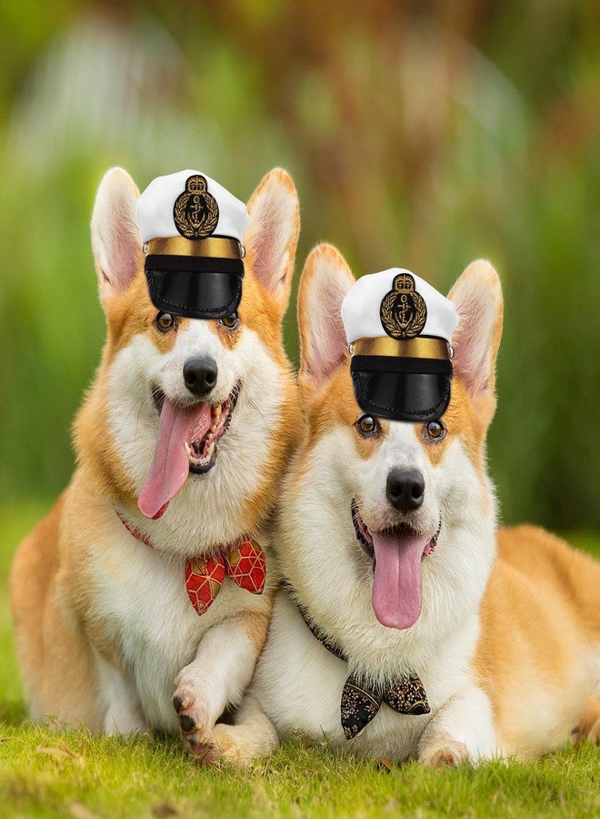 أموسفون قبعة أنيقة للحيوانات الأليفة من آموسفن، قطعتان، قبعة قبطان، قبعة بحار، قبعة تنكرية للكلاب والقطط الصغيرة والمتوسطة الحجم - قطر القبعة 5 بوصات - Image 4