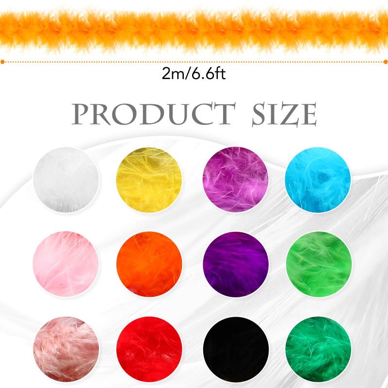 Batiyeer 24 Pcs Colorful Feathers Boas Party Pack, 6.6 Feet Rainbow Feather Scarf for Unisex Women Party Decorations(Bright Color) - Image 2